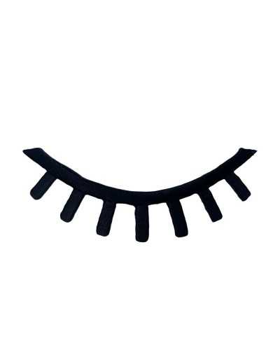 Aufbügelbarer schwarzer Wimpernapplikations-Stickaufnäher, 8 x 3 cm