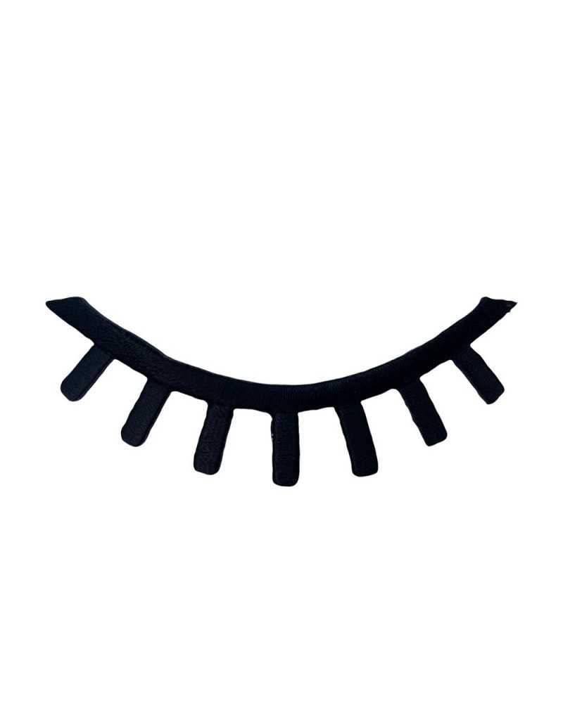 Parche bordado termoadhesivo aplicación pestañas negro 8x3 cm
