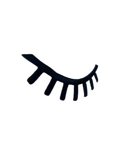 Iron-on black eyelash application embroidered patch 45x20 mm