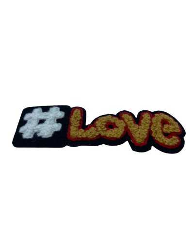 Thermoadhäsiver Aufnäher, Stickerei, Schwammwolle, Schriftzug „Astag Love“, 80 x 25 mm