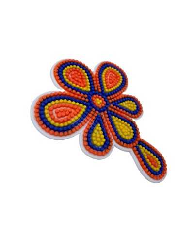 Applicazione termoadesiva gomma silicone fiore 8,5x7 cm