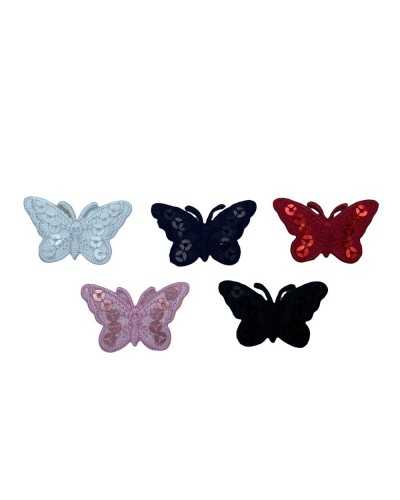 Anwendung Aufnäher zum Aufbügeln, Stickerei, Schmetterling, Pailletten, 35 x 20 mm