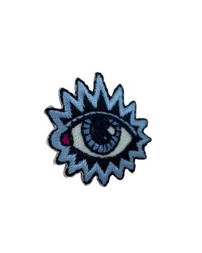 Applicazione Ricamo Occhio Celeste Patch Termoadesiva 35x30 Mm