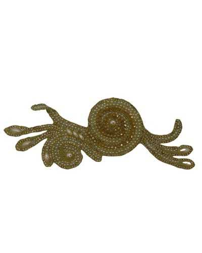 Iron-on Application Patch Gold Lurex Beads 18x7 Cm