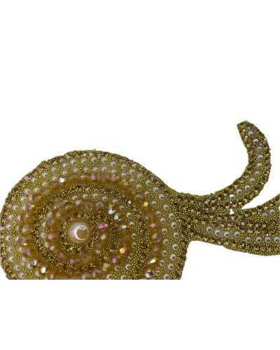 Ecusson Thermocollant Perles Lurex Doré 18x7 Cm