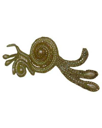 Ecusson Thermocollant Perles Lurex Doré 18x7 Cm