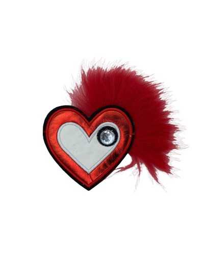 Aplicación Parche Termoadhesivo Bordado Corazón Rojo Strass Piel 8x13 Cm