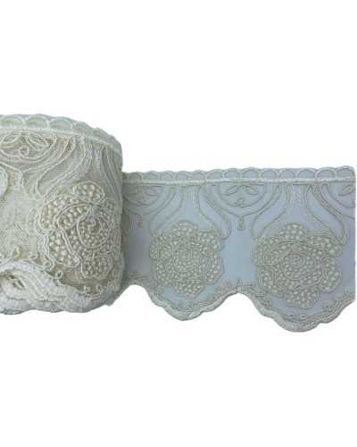 Trimmings Lace Tulle Lace Embroidery Pink Rebrodè Scalloped Flower 12 Cm High
