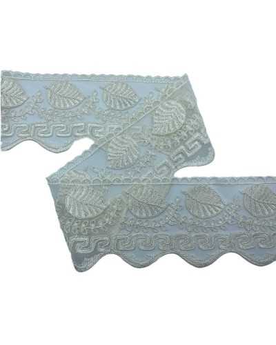 Trimmings Lace Tulle Lace Greek Embroidery Leaf Rebrodè Scalloped High 12 Cm