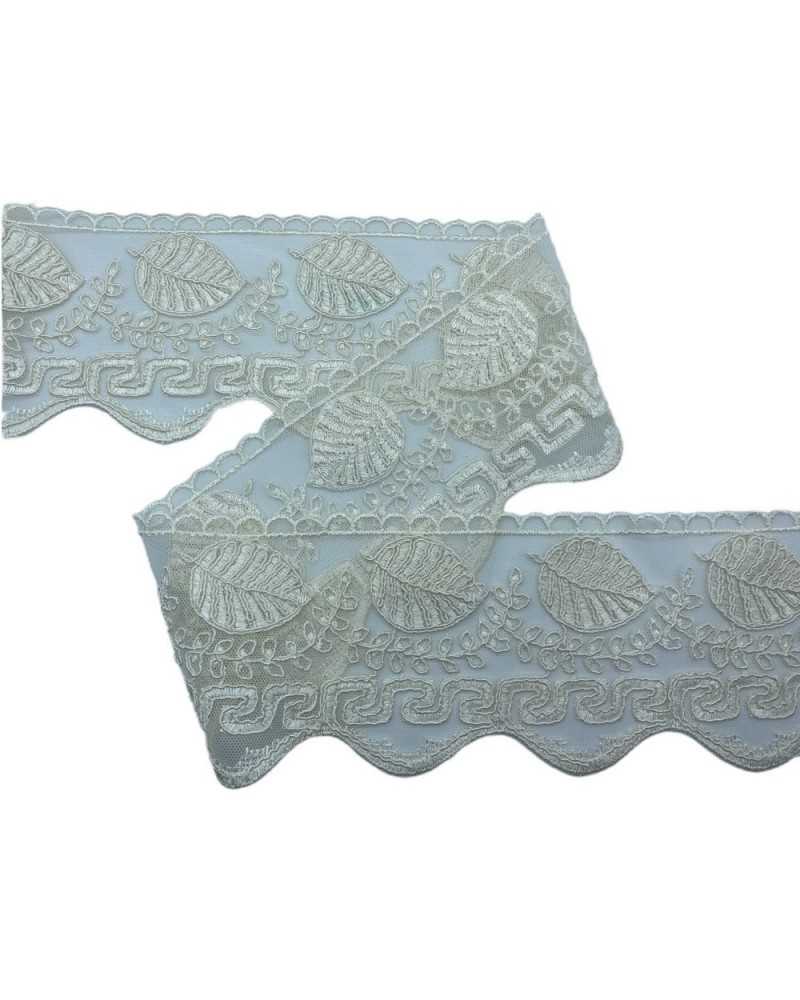 Trimmings Lace Tulle Lace Greek Embroidery Leaf Rebrodè Scalloped High 12 Cm