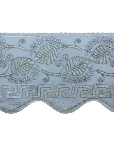 Passementerie Dentelle Dentelle De Tulle Broderie Grecque Double Feuille Rebrodè Festonnée Haut 20 Cm