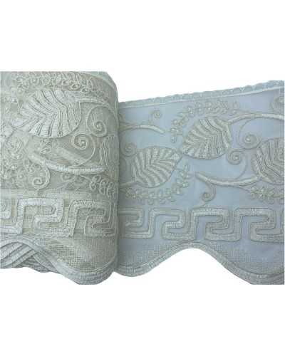 Trimmings Lace Tulle Lace Greek Embroidery Double Leaf Rebrodè Scalloped High 20 Cm