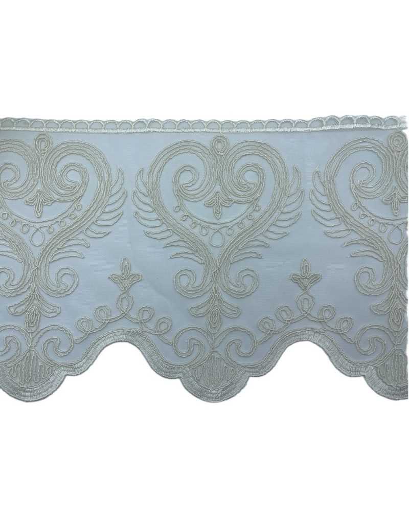 Passementerie Dentelle Tulle Dentelle Coeur Broderie Rebrodè Festonnée Haut 20 Cm