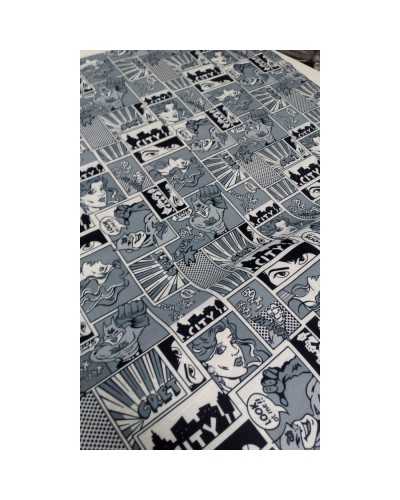 Tessuto fumetti alto 150 cm comfort stampato bianco e nero