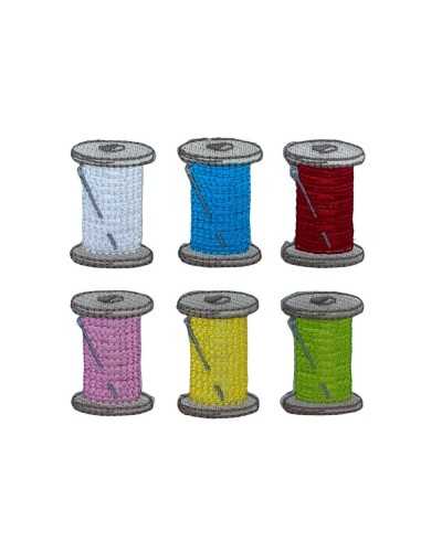Application Thermocollante Bobine De Fil À Broder Patch Aiguille À Coudre 4x2,5 Cm
