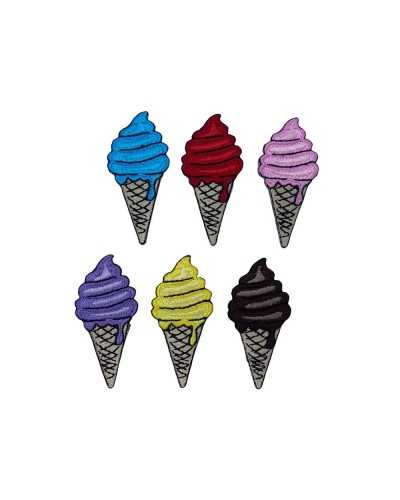 Applicazione Termoadesiva Ricamo Cono Gelato Patch 25x55 Mm