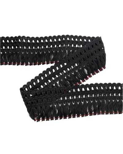 Pasamanería Flecos Tapizado Algodón Negro Mate 7 Cm Alto
