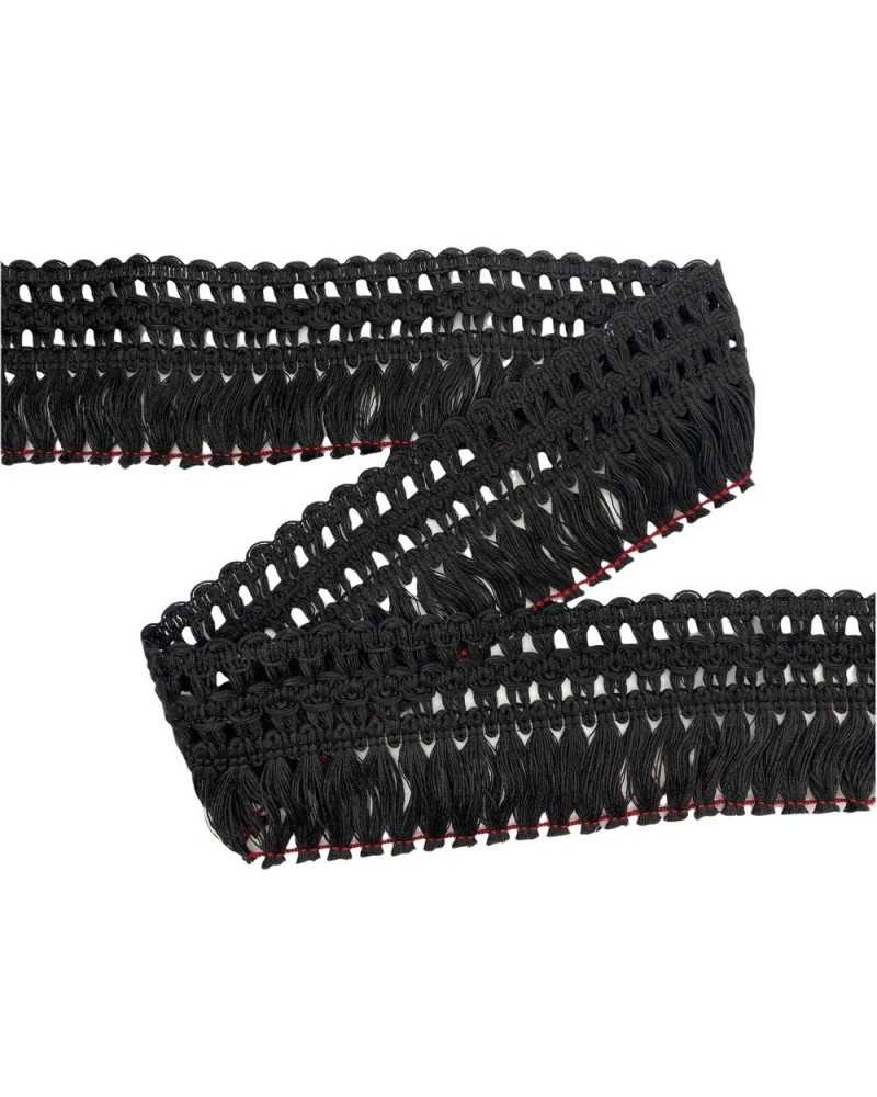 Trimmings Fringe Black Matt Cotton Upholstery 7 Cm High