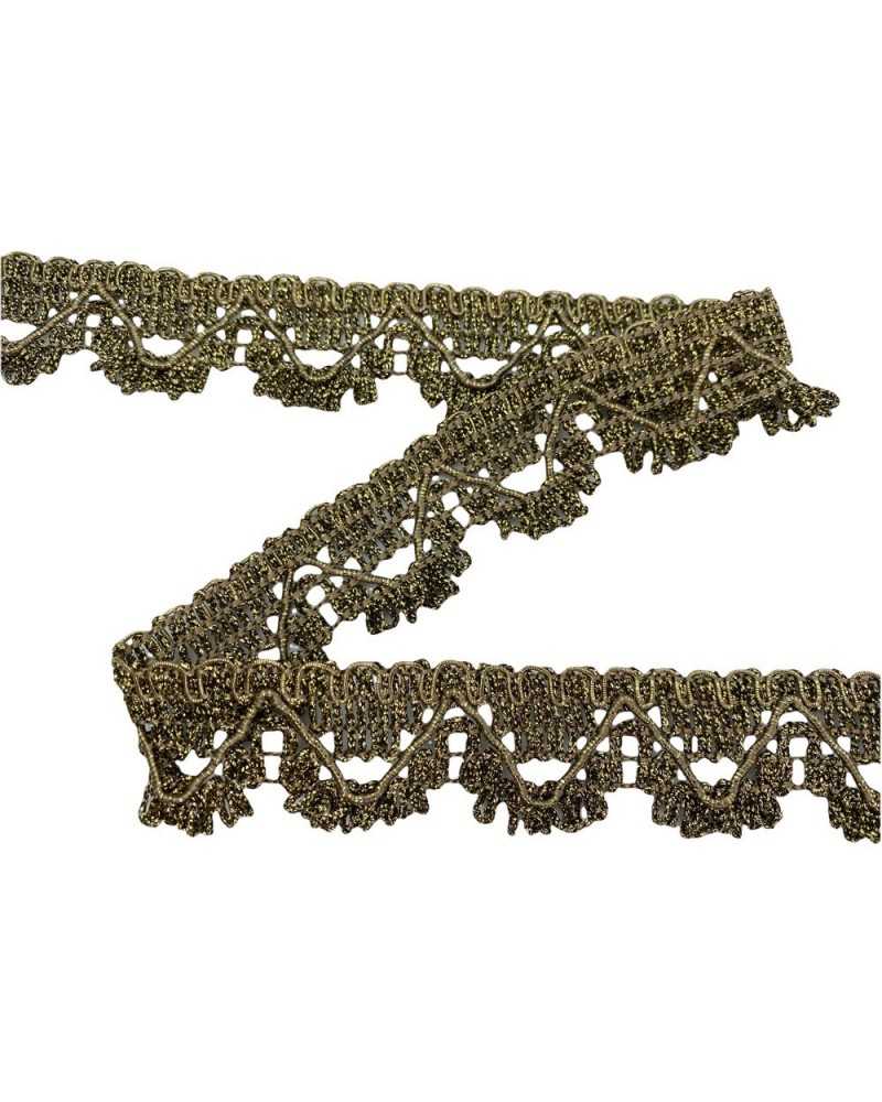 Besatz Lurex Zick-Zack-Stickerei mit Fransen hoch 3 cm
