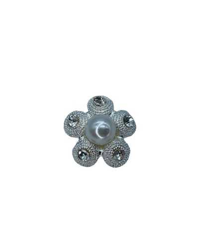 Button Shank Flower Model Pearl Srass Metal Size 40- 23 Mm