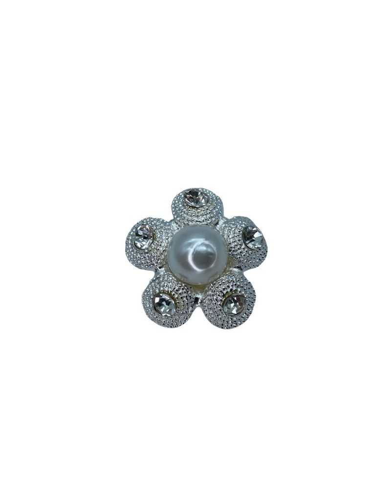 Button Shank Flower Model Pearl Srass Metal Size 40- 23 Mm