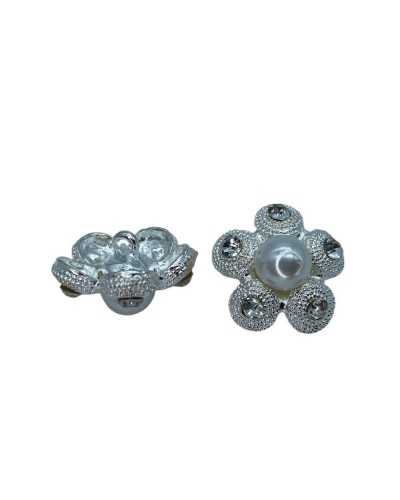 Knopfloch-Blumenmodell, Perlmutt-Srass-Metall, Größe 40–23 mm