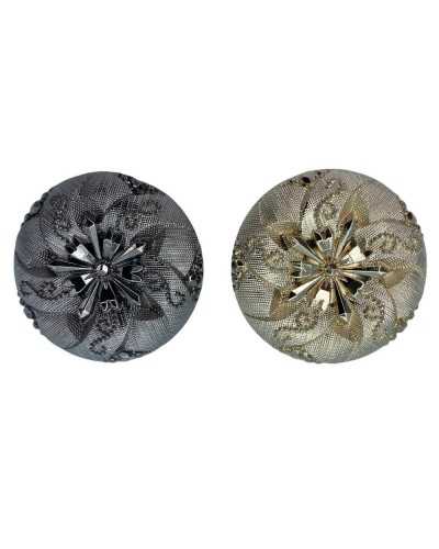 Jewel Button Shank Worked Lurex Hard Resin Size 54- Mm 35