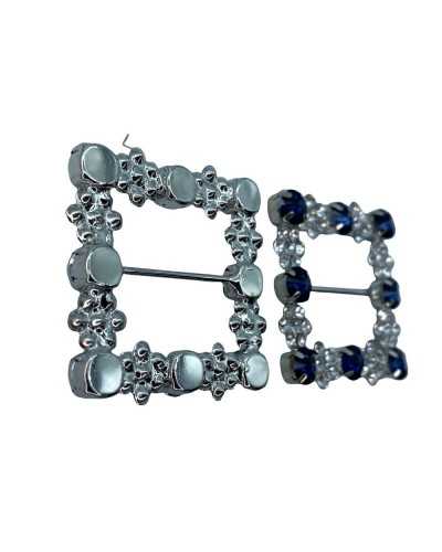 Boucle Bijou Strass Base Métal Argent Mis. 25 millimètres