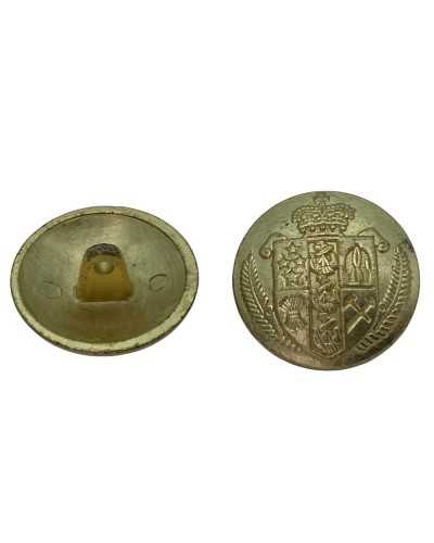 Gold Metal Jacket Button Crown Coat of Arms Size 36 - 23 mm