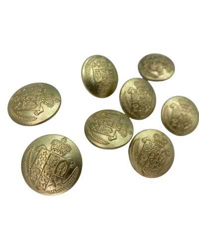 Gold Metal Jacket Button Crown Coat of Arms Size 36 - 23 mm