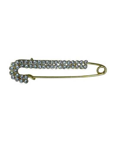Alfiler Gancho Broche Piel Falda Cartera Capa Acero Pulido Strass 2 Filas 75x15 Mm