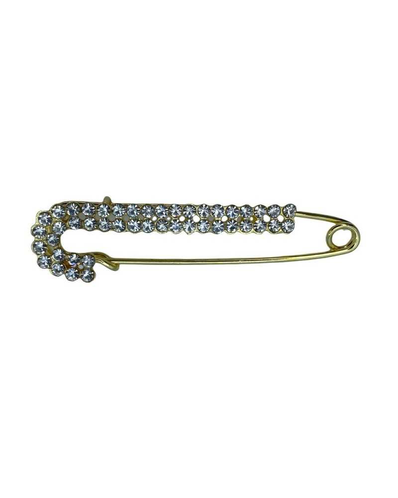 Alfiler Gancho Broche Piel Falda Cartera Capa Acero Pulido Strass 2 Filas 75x15 Mm