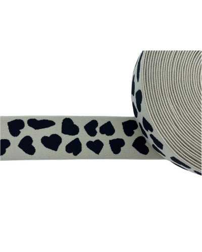 50 Cm Pasamanería Elástico Corazones Doble Cara Galón Primavera Cinta Beige Negro Alto 4 Cm