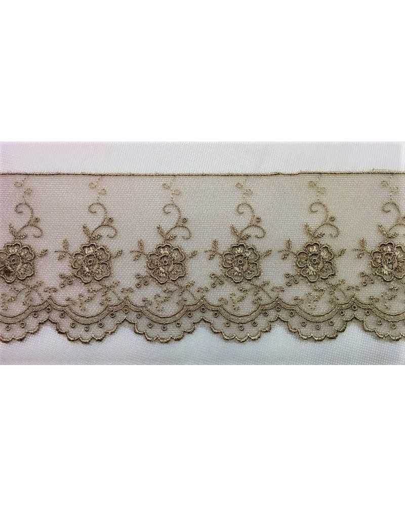 0,85 Centimètres Tulle dentelle couleur boue motif rose festonné 6 cm de haut stok