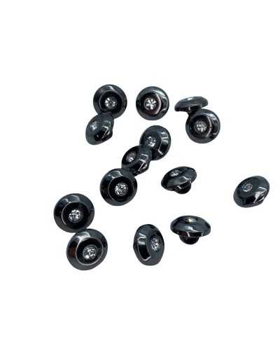 Gunmetal Rhinestone Plastic Jewel Button Line 16