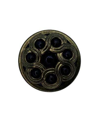 Bottone Metallo Ottone Oro Antico Perlina Nero Bombato Asola Plastica 18 Mm