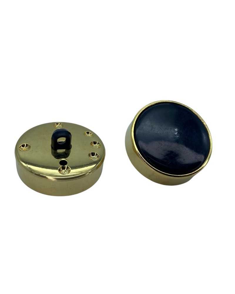 Round Gold Aluminum Button Black Plastic Slot 26 Mm