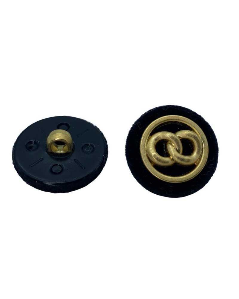 Runde schwarze Samtknopf-Designkette mit Infinity-Gold-Knopfloch aus Kunststoff, 2 cm