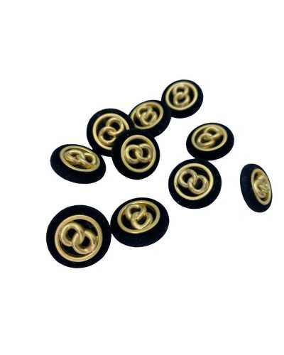 Round Black Velvet Button Design Chain Infinity Gold Plastic Buttonhole 2,5 Cm