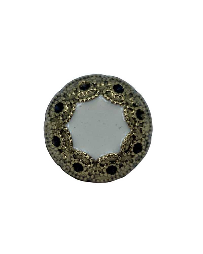 Classic Rounded Cream Button Antique Gold Worked Resin Slot 12 Mm
