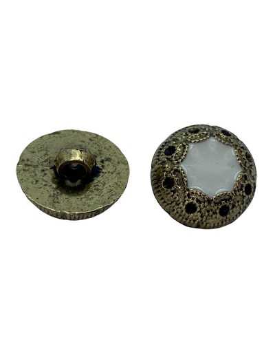 Classic Rounded Cream Button Antique Gold Worked Resin Slot 12 Mm