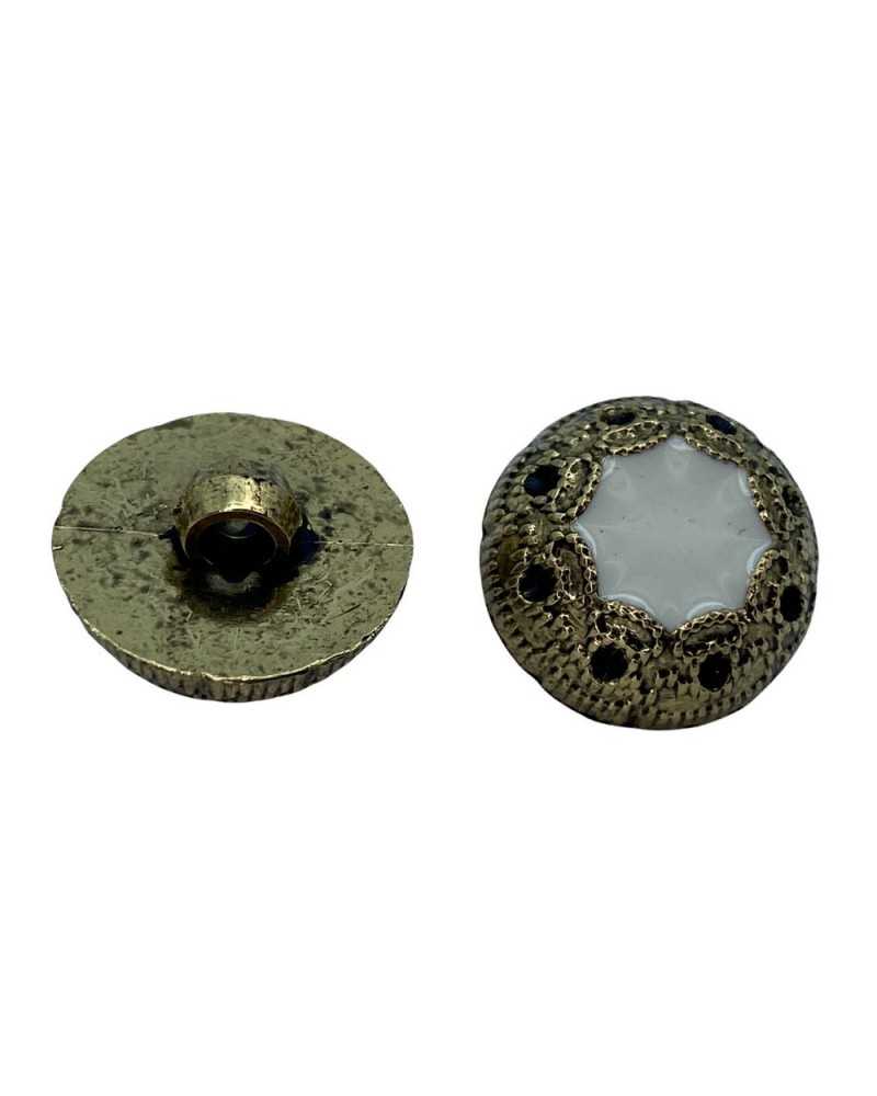 Classic Rounded Cream Button Antique Gold Worked Resin Slot 12 Mm