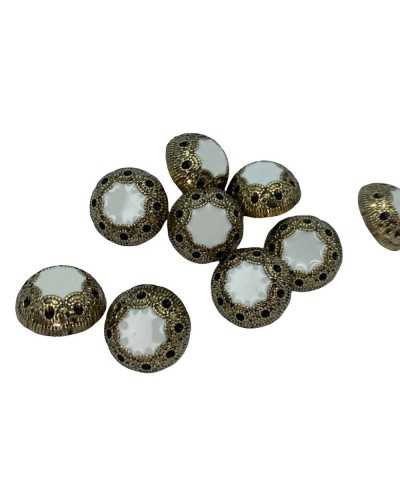 Classic Rounded Cream Button Antique Gold Worked Resin Slot 12 Mm