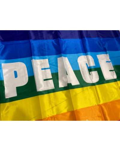 Flagge mit Knopfloch für Stange mit Aufschrift „Peace“, mehrfarbig, Regenbogenfarben, 150 x 100 cm