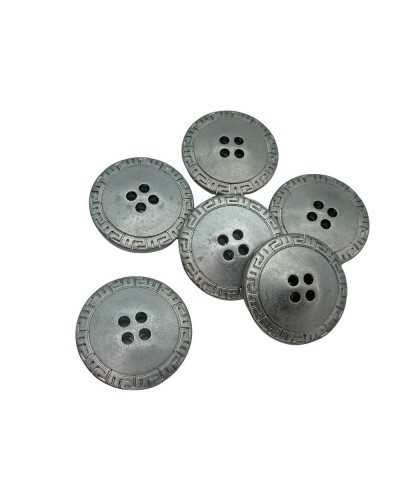 Round Zamak Silver Button 4 Holes Big Greek 3 Cm