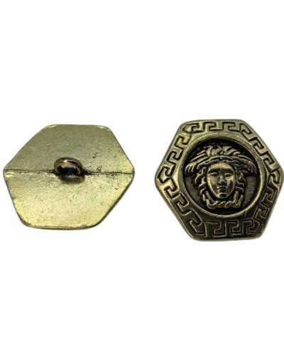Hexagonal Gold Metal Button Greek Medusa Head Slot Mm 27