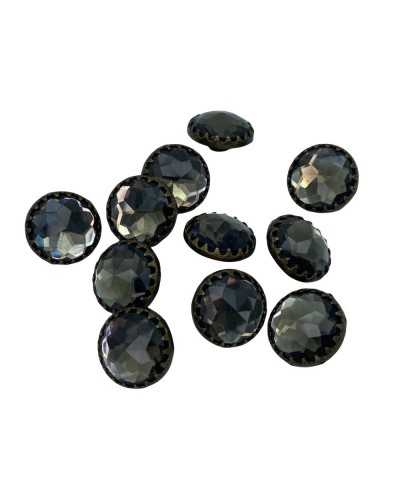 Bottone Metallo Bronzo Asola Gambo Strass 13 Mm