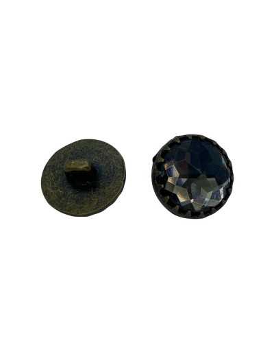 Bronzefarbener Metallknopf, Knopfloch-Strassschaft, 15 mm