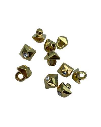Buttonhole Resin Button Shiny Shank Rhinestone Geometric Shape 7 Mm