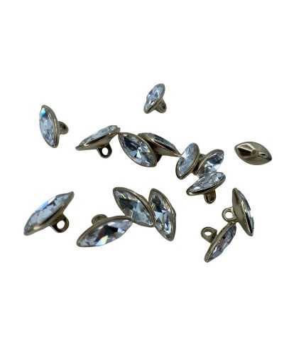 Goldmetall-Knopfschlitz-Stiel, Strass, oval, konvex, 12 x 7 mm